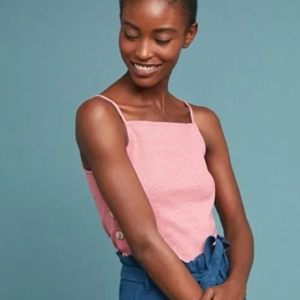 Anthropologie Meadow Rue Red Side Button Tank